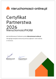 Certyfikat Partnerstwa 2026 nieruchomości-online.pl dla Nieruchomości PAJĄK